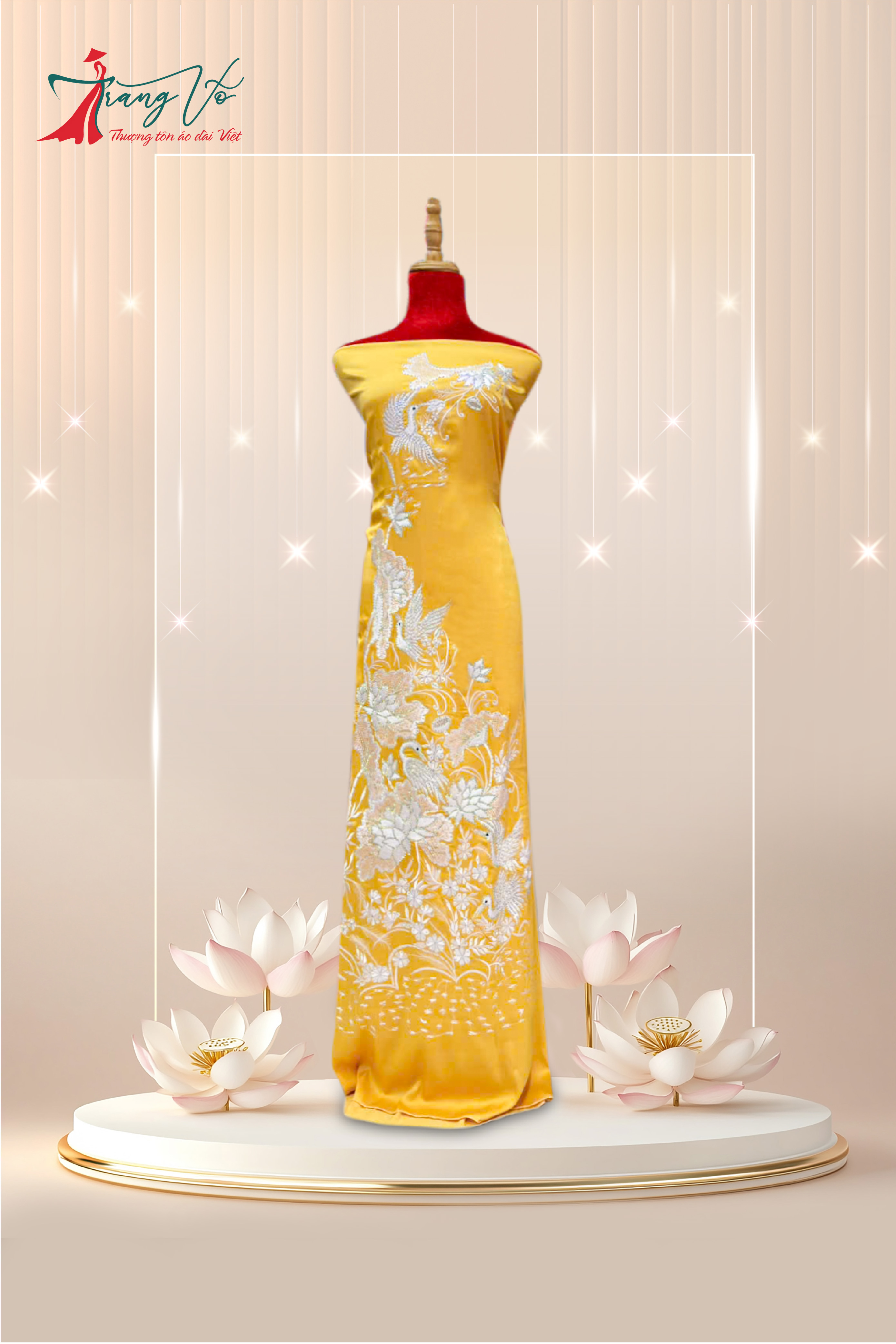 LỤA ÁNH SAO THÊU LẮC TAY SẮC VÀNG #29102405